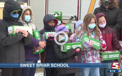 Sweet Briar School students receive toy trucks from Hess Corporation to learn STEM